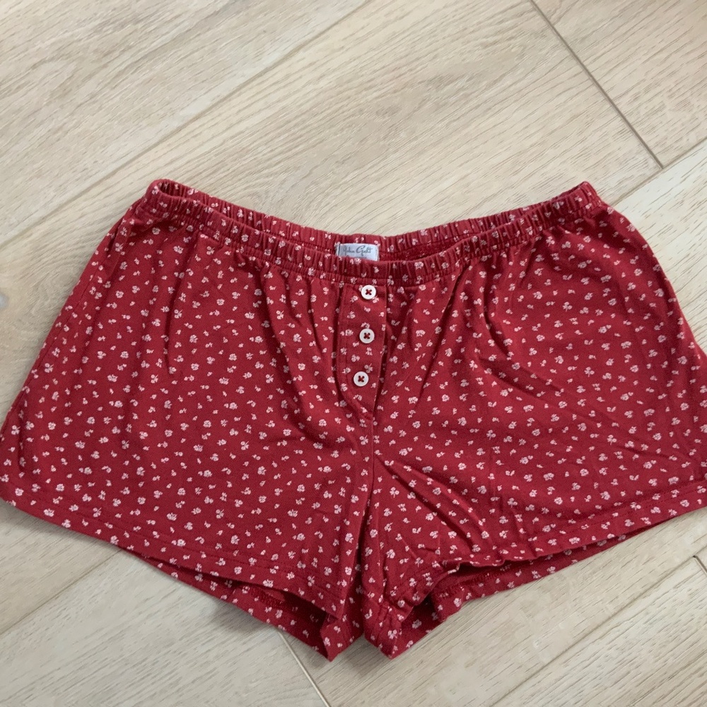 John Galt/Brandy Melville red floral sweatshorts